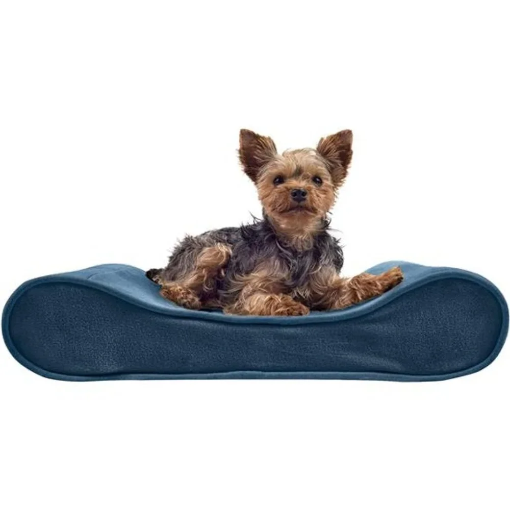 Microvelvet Luxe Lounger Supportive Orthopedic Foam Dog Bed - Stellar Blue